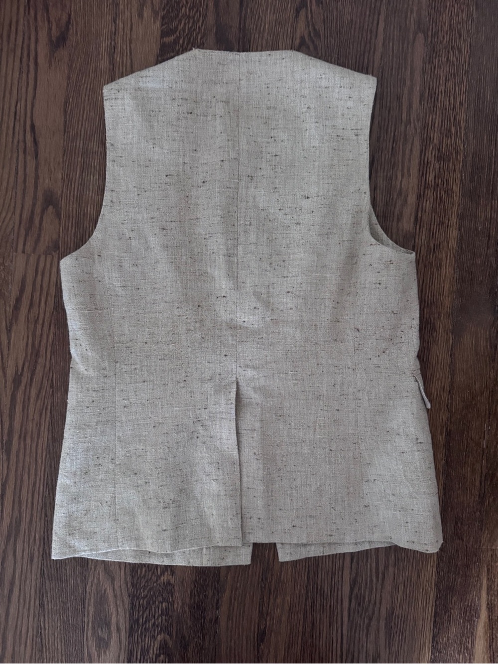 CO Button Down Hemp Silk Vest in Dark Oat Mlange - Picture 6 of 6